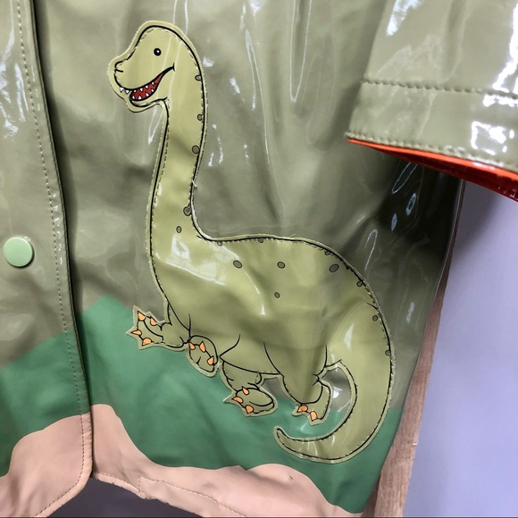 KIDORABLE LINED DINOSAUR RAIN COAT W/Pockets, Hood - Picture 3 of 12
